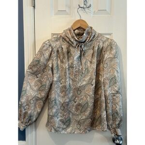 Distinction Granny Blouse Size 8 Boho Paisley Boho Scarf Tie Office Church Party
